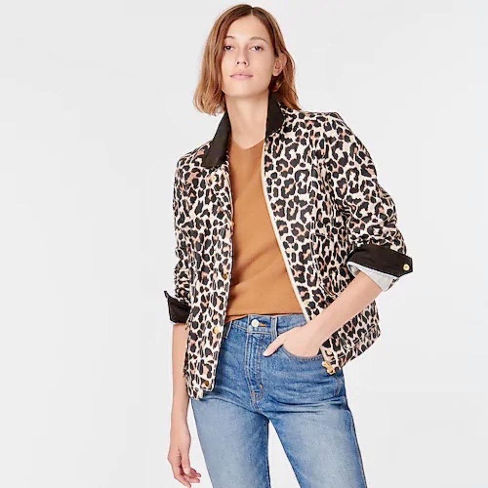 🆕️ J Crew Leopard Print Barn Chore Jacket SMALL NWT - Picture 5 of 9